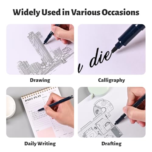 Micro Drawing Pens Art Pens, Fineliner - 12 Assorted Sizes, Fine Line Waterproof Black Ink Artist Supplies for Artists Adults Sketch Outline Anime Illustration Manga Writing
