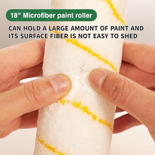 Voomey 18" Paint Roller Kit，10Pc Paint Roller Tray with Liner,12" 18" Microfiber Paint Roller,Paint Extension Pole，Suitable for DIY Interior Walls, Rooms - size: 18" Paint Roller Kit & Extension Pole