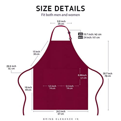 4 Packs Chef Apron, Waterproof Apron, Adjustable Aprons with 2 Pockets for Men Women, Professional Aprons for Kitchen Cooking Gardening Painting Baking Restaurant (Wine) - color: Wine