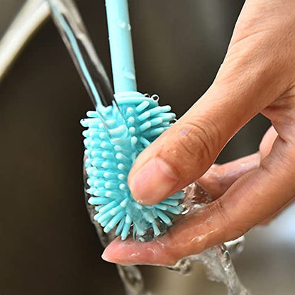 Kitchiny Silicone Bottle Brush with 2 Straw Cleaners - 12.5” Water Bottle Cleaner Brush for Yeti, Hydro Flask, Owala, Stanley, Baby Bottles, Glassware, Vases & Narrow Neck Containers - Blue - color: Blue