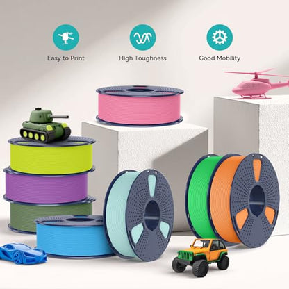 SUNLU 3D Printer Filament Bundle PLA Matte 1.75mm, Super Neatly Wound PLA Filament with Matte Finish, Print with 99% FDM 3D Printers, 1kg Spool (2.2lbs), 2 Packs, Matte Black+Matte White - color: 2000g Pla Black+white, size: 2KG