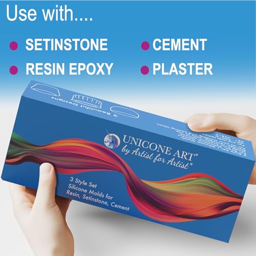 unicone art 3 Silicone Mold Set for Molding and Casting use with Resin Epoxy, Cement, Plaster, Setinstone | Candle Holder, Pencils, Plants | Easy Demold