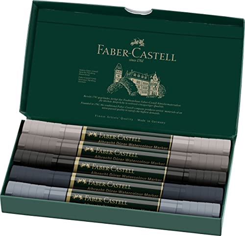 Faber-Castell Albrecht Durer Watercolor Markers - Grey Tones - Wallet of 5, Watercolor Markers for Adults - style: 5 Count - Grey Tones