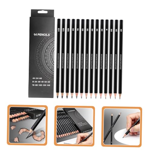 SOLUSTRE 14pcs Professional Graphite Sketching Pencils Set, Smooth Drawing Art Pencils for Artists and Students, Range Hard to Extra Soft for Detailed Sketching and Shading