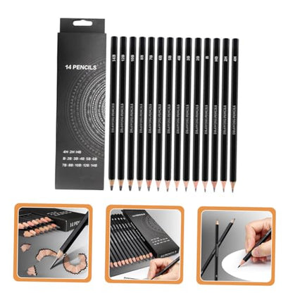 SOLUSTRE 14pcs Professional Graphite Sketching Pencils Set, Smooth Drawing Art Pencils for Artists and Students, Range Hard to Extra Soft for Detailed Sketching and Shading