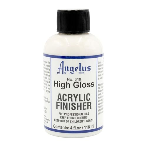 Angelus High Gloss Acrylic Leather Finisher – Flexible Clear Coat for Leather Shoes, Bags, Jackets & Accessories, High Shine Finish for Leather Craft & Restoration. No. 610-4 fl oz