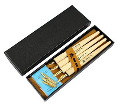 Comic Dip Pen Set, 4 Wooden Pen Handler Artist Cartoon Pen Set Calligraphy Dip Pens With 8 Nibs - Great for Manga/Comic/Calligraphy/Word Art/Pen-and-Ink Drawing
