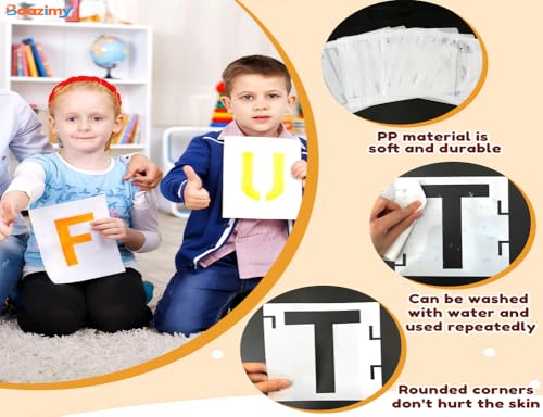 5 Inch 42 Pcs Reusable Letter Number Symbol Stencils, Plastic Painting Templates for Wood Wall Fabric Rock Chalkboard Signage School Door Porch DIY Art Craft Decoration Projects - size: 5 inch（White）