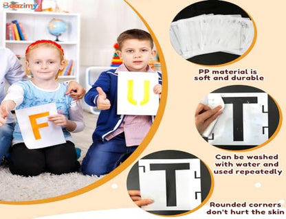 5 Inch 42 Pcs Reusable Letter Number Symbol Stencils, Plastic Painting Templates for Wood Wall Fabric Rock Chalkboard Signage School Door Porch DIY Art Craft Decoration Projects - size: 5 inch（White）