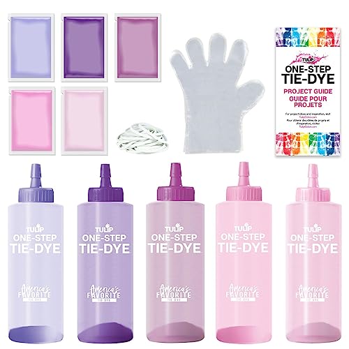 Tulip One-Step Tie-Dye Kit Tiara, Party Activity, Permanent & Vibrant Fabric Dye, Easy Clean-up, Makes 10 Bottles, Includes 5 Bonus Refill Packs, 8 Fun Techniques Included, Pink and Purple Colors - color: Tiara