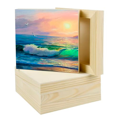 Unfinished Wooden Panel 5 Pcs Wood Canvas Boards, 5 x 5 Inch Wood Panels Blank Boards for Painting Pouring Burning and DIY Craft Projects - size: 5×5×0.8 Inch