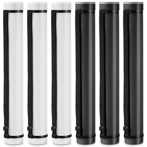 Yahenda 6 Pcs Expandable Poster Tubes Bulk, 24"- 40" Extendable Blueprint Tube with Shoulder Strap Waterproof Portable Durable Round Cases for Drawing, Poster, Office Bulk Supply(Black, White) - color: Black, White