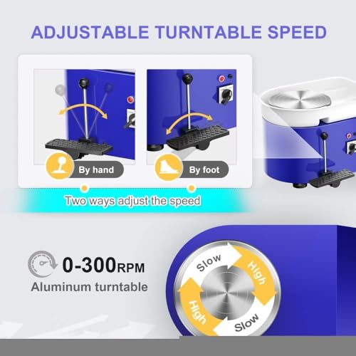 Pottery Wheel Pottery Forming Machine 25CM 350W Electric Pottery Wheel with Foot Pedal DIY Clay Tool Ceramic Machine Work Clay Art Craft (Blue) - color: blue