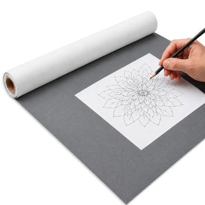 Fuyoooo 1 Roll 17 in x 90 ft Extra Large Graphite Transfer Paper Wax-Free Carbon Paper for Tracing Drawing and Sketching Transfer on Canvas Wood Ceramic Metal and Crafts (Gray) - color: Gray, size: 17 in X 90 ft, style: Wax-free