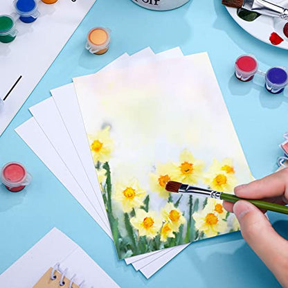 Spiareal 100 Sheets 5 x 7 Inch Watercolor Paper Bulk 140 Lb/300 GSM White Construction Paper Cold Press Blank Cotton Art Paint White Color Pad Artists Drawing Christmas Cards - size: 5 x 7 Inch
