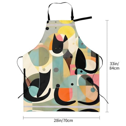 Cartoon heart sun Heavy Duty Waterproof Apron with Pockets for AdultsResistant Grilling, Gardening, Painting - color: Mid-century Modern Art Cat