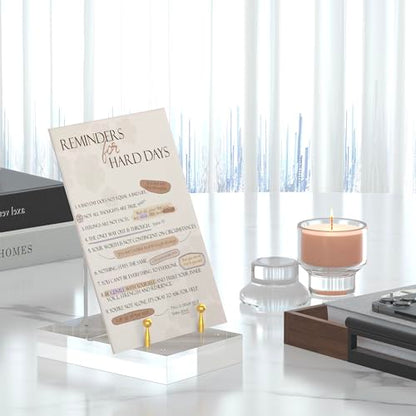Acrylic Easel Display Stand with Adjustable Gold-Toned Hardware for Pictures, Crystal Clear Acrylic Stand with Floating Appearance for Cookbook, Invitation and Plates