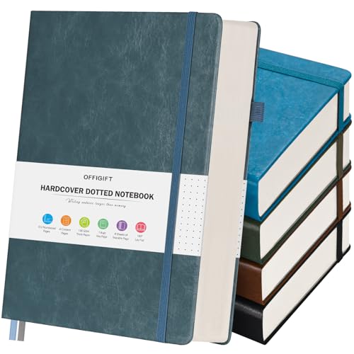 5 Pack Bullet Dotted Journal Notebook, 312 Numbered Pages Dot Grid Notebooks Bulk, 100gsm No Bleed Paper Hardcover Leather Journal, Dot Journal Notebook Set for Women Men School Office, A5, Multicolor - color: Multicolor 2, size: A5-Dotted