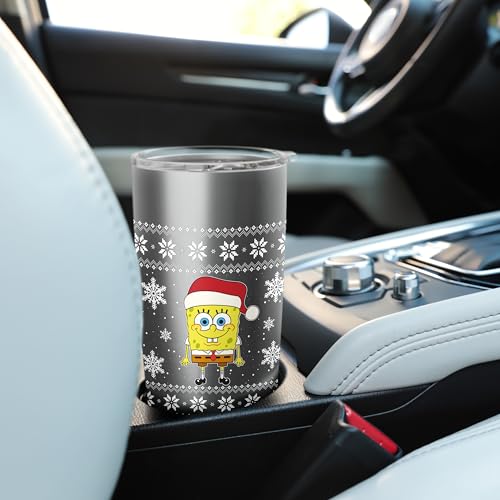 Spongebob SquarePants Holiday Christmas Graphic Stainless Steel Insulated Tumbler - color: Brushed Steel