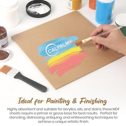 CALPALMY 24-Pack MDF Board 1/8 Inch Thick 12" x 12" Unfinished Wood Panels, 3mm Thick Medium Density Fiberboard Wood Boards for Crafts, Painting, Carpentry, Engraving, Interior Design, and More - size: 12 x 12 x 1/8" (24 Pack)