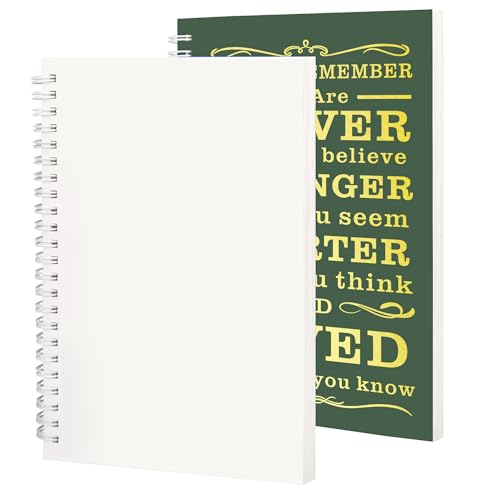 JOHSBYD 2Pcs Blank Spiral Notebook,Inspirational Gifts A5 Hardcover Sketch Book,Art Sketchbook for Drawing, Unlined, Plain Sketch Book for Women Men Work Writing,160 Pages (2, Blank Page Dark Green) - color: Blank Page Dark Green