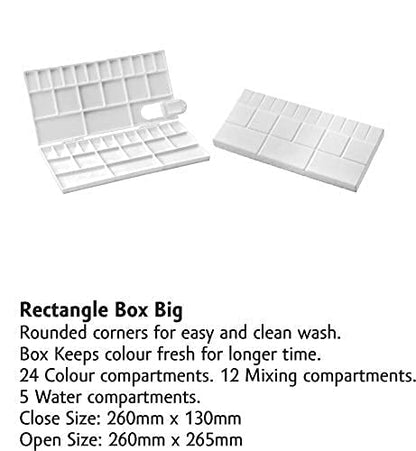 ZAHEPA Paint Tray, Large Paint Palette Box with Thumb Hole, Plastic Paint Tray Palette with 41 Compartments, 24 Wells & 12 Mixing Areas, Watercolor Mixing Tray with Plastic Lid Art Palette for Artists - style: Rectangle - 41 Compartments