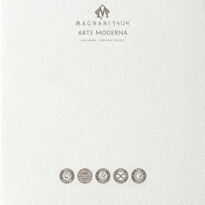 Magnani 1404 Arte Moderna Mixed Media Pad, 140 lb (300gsm), 14x18, 100% Cotton, Extra White, Vegan-Sized Mixed Media Paper for Wet and Dry Art, Absorbent, Acid-Free and UV Resistant - size: 14x18"