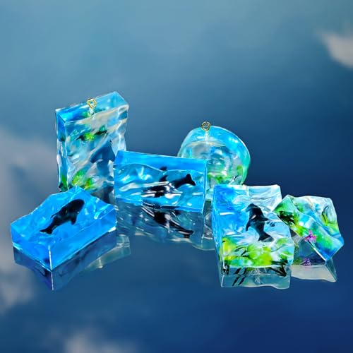 226Pcs Resin Keychain Molds Set - Triangle, Round, Square, Rectangle Ripple Pendant Molds with Keychain Accessories, Perfect Epoxy Resin Silicone Molds for DIY Jewelry Making - color: 226Pcs Ripple Pendant Molds