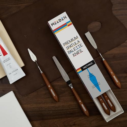 MEEDEN Artist Palette Knife Set: 6Pcs Stainless Steel Art Scraper Pallet Knives with Wooden Handle - Art Supplies for Oil Acrylic Colors Mixing - style: 6pcs-B