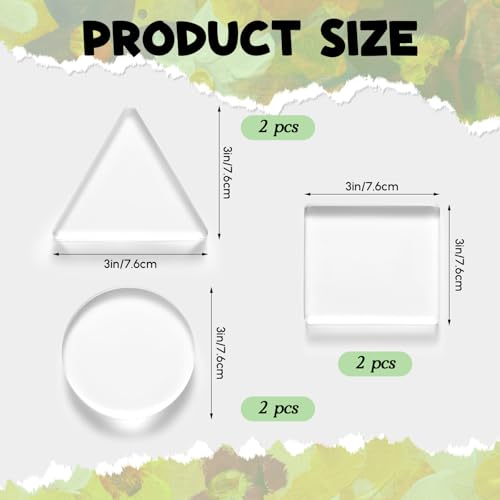Ripeng 6 Pack Monoprinting Print Plates 3 Inch Small Gel Printing Plates Reusable Circle Triangle Square Printmaking Supplies for Art for Card Making Scrapbooking Arts and Crafts