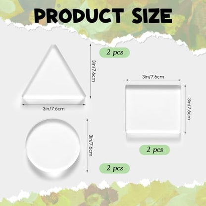 Ripeng 6 Pack Monoprinting Print Plates 3 Inch Small Gel Printing Plates Reusable Circle Triangle Square Printmaking Supplies for Art for Card Making Scrapbooking Arts and Crafts