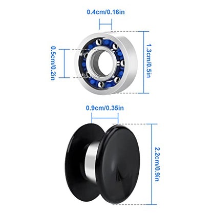 16 Pack Fidget Spinner Bearing and Cap Replacement Set, Chrome Steel Bearing Balls, High Speed 13mmx7mmx4mm Bearings Single Sealed Small Bearings for Fidget Spinner - size: ONLY 16 BLACK Cap Bearings
