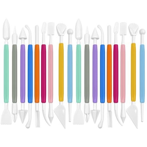 Clay Tools 18PCS Air Dry Clay Double-Ended Tool Kit Plastic Clay Sculpting Tools Set for DIY Pottery, Modeling Molding Polymer Clay