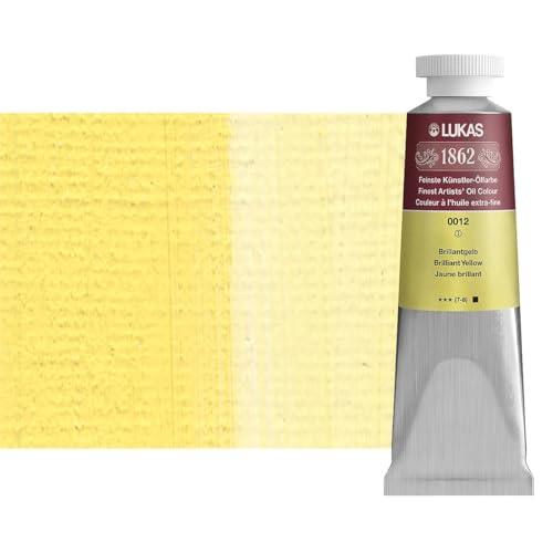 Lukas 1862 Professional German Oil Paint, Brilliant Yellow 37 mL - w/Beeswax & Non-Yellowing Sunflower Oil, Short Drying Time, Smooth, Outstanding Lightfastness - color: Brilliant Yellow, size: 1.25 Fl Oz (Pack of 1)