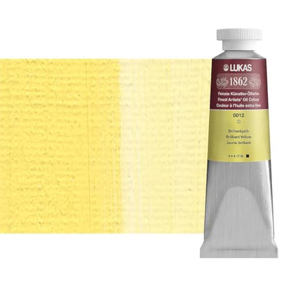 Lukas 1862 Professional German Oil Paint, Brilliant Yellow 37 mL - w/Beeswax & Non-Yellowing Sunflower Oil, Short Drying Time, Smooth, Outstanding Lightfastness - color: Brilliant Yellow, size: 1.25 Fl Oz (Pack of 1)