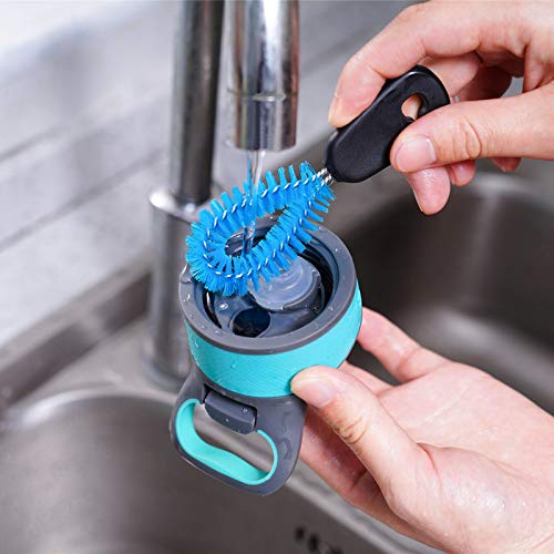 MOSOLAN 3-in-1 Stainless Steel Bottle Brush and Straw Cleaning Set, Long Handle Scrub Brush with Replaceable Head for Water Bottles, Glasswares, Mugs, Flasks, Tumblers, Vases, Round Head - style: Round Head