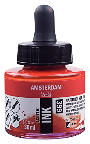 Amsterdam Acrylic Ink Bottle 30 ml Naphthol red deep 399 (17203990) - color: Naphthol Red Deep, size: 1 fl oz