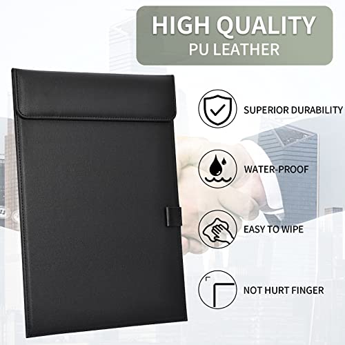 Leather Clipboard, Black Clipboards with Pen Holder, A4 Letter Size Clip Board for Nurses, Smooth Writing Clipboard for Classroom, Low Magnetic Profile Clip Boards for Kids Drawing Office 9" x 12.5" - style: A4-Black-A206