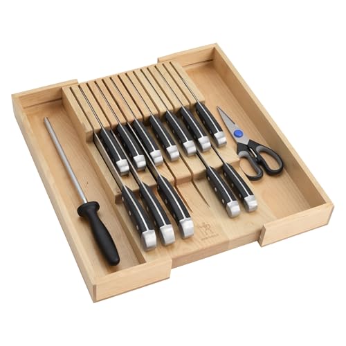 Henckels Statement 15-pc Knife Set with in-Drawer Knife Tray, Razor-Sharp, German Engineered Informed by over 100 Years of Experience, Lightweight and Strong, Dishwasher Safe - color: In-Drawer Natural, size: 15-pc