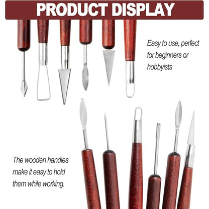 LINPHCEY 6-Piece Clay Sculpting Tools Set Perfect for Polymer Air Dry Modeling Clay Beginners & Professionals Ideal for DIY Pottery & Ceramics Tools for Clay Sculpting & Crafting