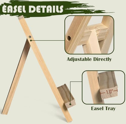 10.8 inch Tabletop Easel, Small Painting Easel with 5 Papers | Table Easel for Painting, Natural Pine Wood Mini Easels. 32K 300gsm Painting Paper. A-frame Structure Easel Stand.