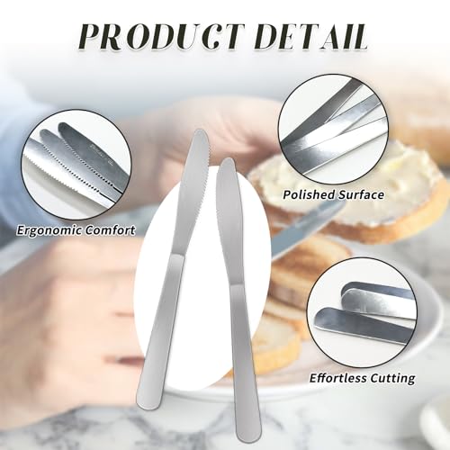 150 Pcs 8.3 Inches Stainless Steel Dinner Knives Spreader Knives Silverware Silver Butter Knife for Steak Table Home Kitchen Restaurant