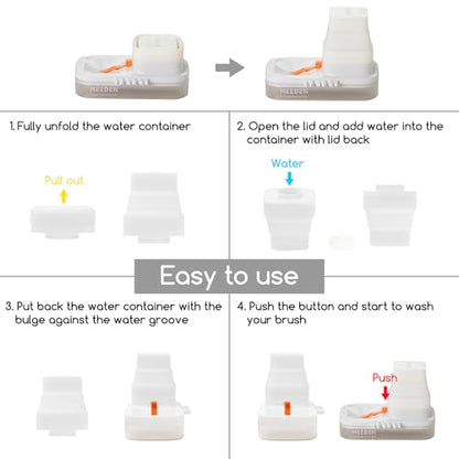 MEEDEN Portable Paint Brush Cleaner: Paint Brush Rinser with Drain for Acrylic, Watercolor & Water-Based Paints - 5-Slot Silicone Brush Washer & Holder, White - color: White