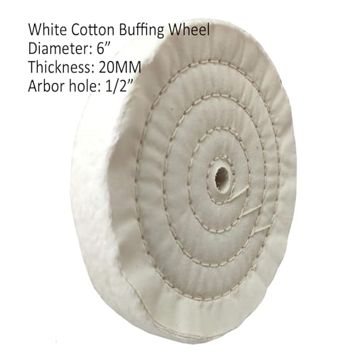 6pc 6" Cotton Buffing Polishing Wheel Kit for Bench Grinder,1/2" Arbor Hole | Includes 3pc 6" Cotton Polishing Buffing Wheel And 3pc 100g Bar Polishing Compound. For Polishing Aluminum, Brass & Jewelry - style: 6" X 1/2" AH 6PC