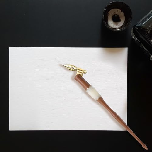 Wood Calligraphy Oblique Dip Pen Holder Set, Removable Nib Pen Handle with 5 Nibs for English Calligraphy Drawing Comic, Brown - color: Brown