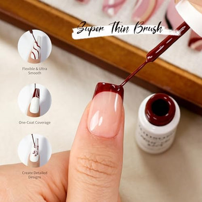 JODSONE 10 Colors Mocha Nail Art Gel Liner Set,5ml Nude Brown Gel Polish with Built-in Thin Brush,Fine Line Nail Art Pen Effect for Nails Design DIY Salon,Fall Brown Tones - color: LMK01-LMK10