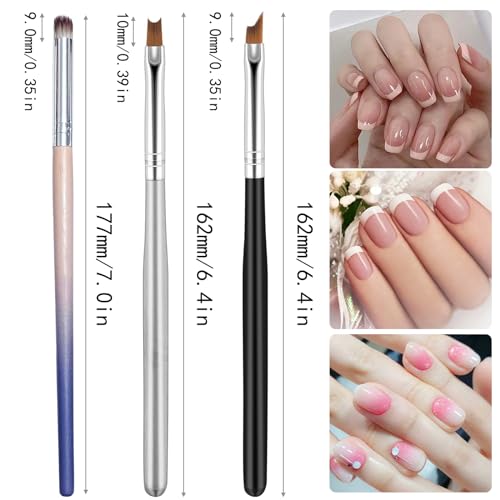 6Pcs Ombre Nail Brush and French Tip Brush, Half Moon Shape French Brush for Nails Acrylic Nail Art Brushes Ombre Nails Painting Pen Brushes French Manicure Brush Nail Tool - color: French Tip&Ombre Brush