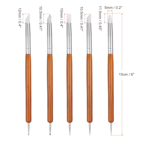 HARFINGTON 5 Pcs Silicone Clay Sculpting Tool Double-Ended Rubber Tip Metal Ball Silicon Shaper Pens Modeling Stylus Dotting Tool for DIY Handicraft Sculpture Pottery Painting, Red - color: Red