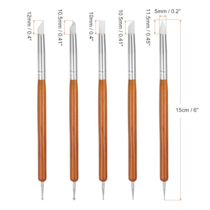 HARFINGTON 5 Pcs Silicone Clay Sculpting Tool Double-Ended Rubber Tip Metal Ball Silicon Shaper Pens Modeling Stylus Dotting Tool for DIY Handicraft Sculpture Pottery Painting, Red - color: Red