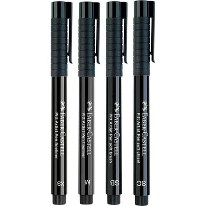 Faber-Castell Pitt Artist Pen Black Manga Drawing Kit - 4 Count, Assorted Nibs – Anime and Manga Drawing Kit - style: 4 Manga Black (SC, SC, M and XS Nibs)
